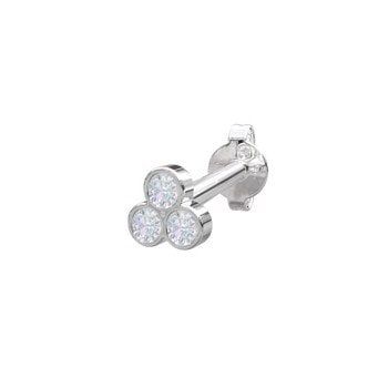 Nordahl's PIERCE52 ørestik i rhodineret sterling sølv med 3 gitrende zirkonia